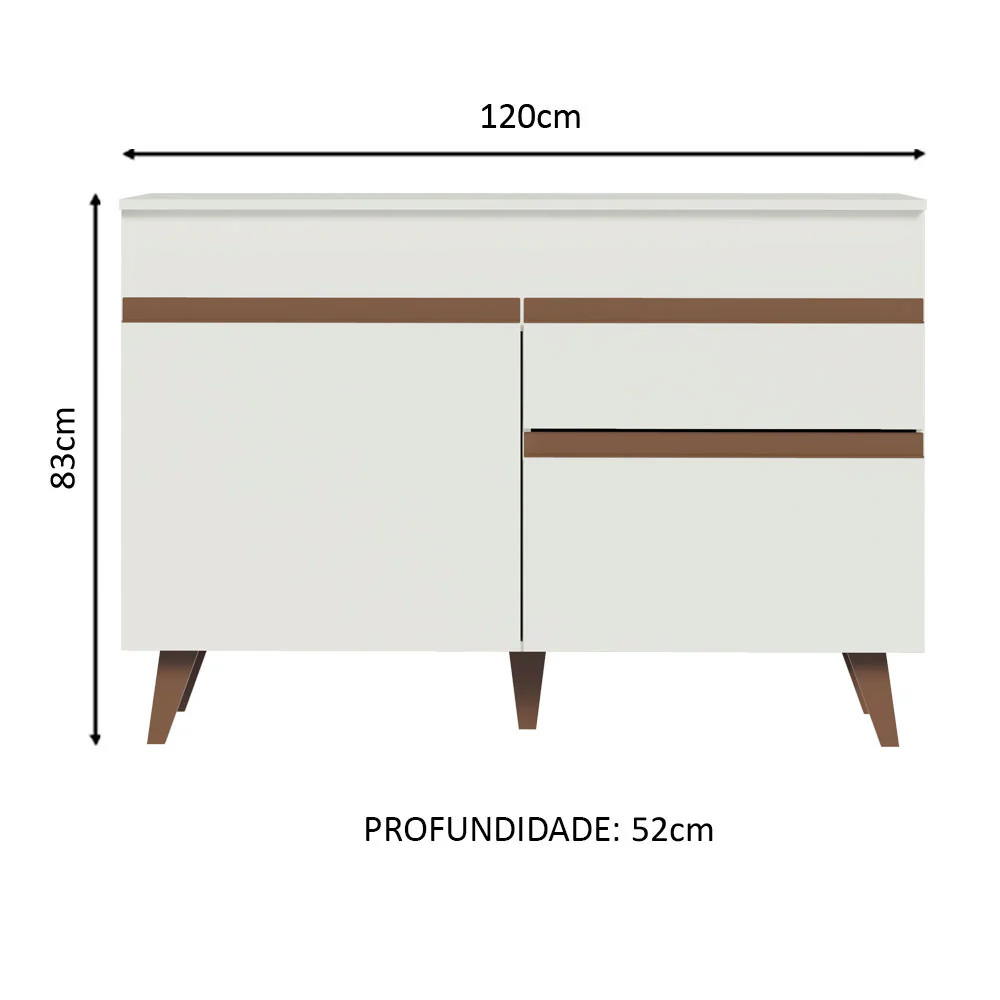 Balcão Gabinete de Pia Madesa Reims 2 Portas e 1 Gaveta Branco - Image 2