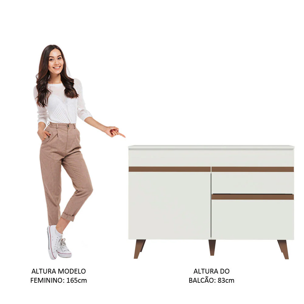 Balcão Gabinete de Pia Madesa Reims 2 Portas e 1 Gaveta Branco - Image 4