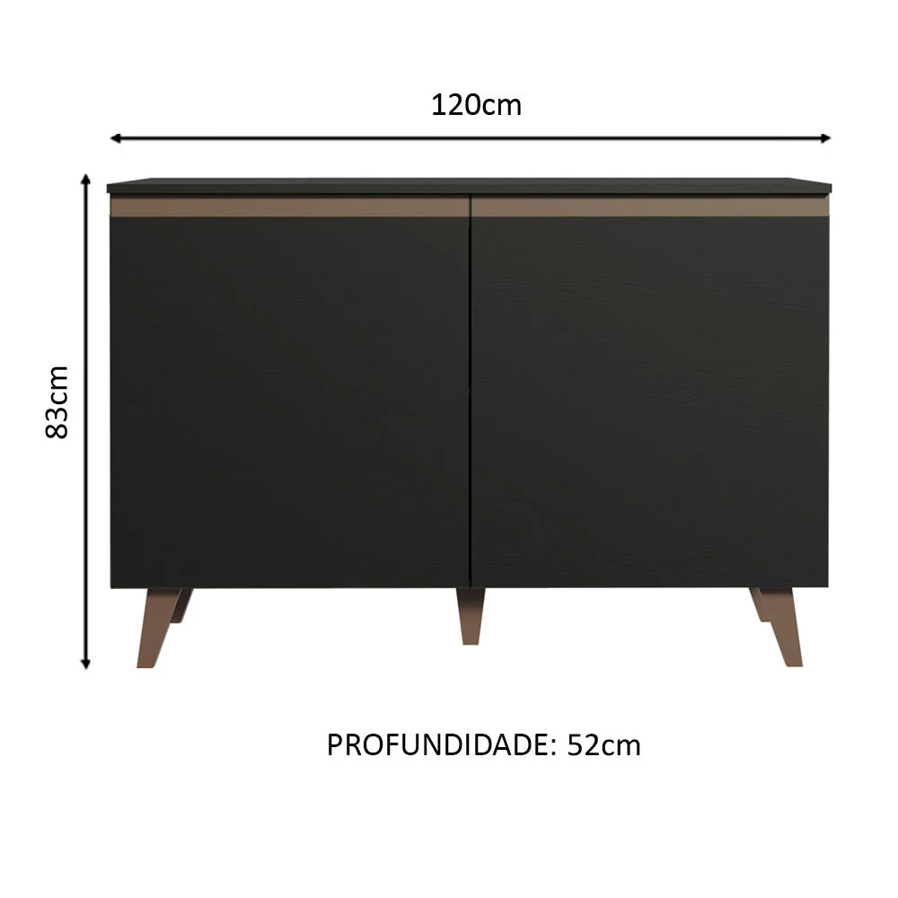 Balcão Gabinete de Pia Madesa Reims 2 Portas Preto - Image 2
