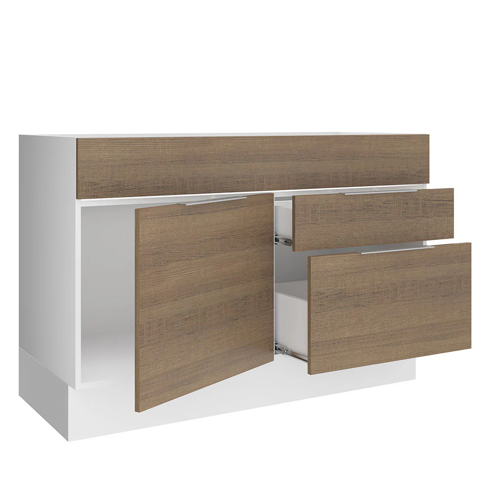 Balcão Gabinete de Pia Madesa Stella 1 Porta e 2 Gavetas (Sem Tampo e Pia) Branco/Rustic - Image 4