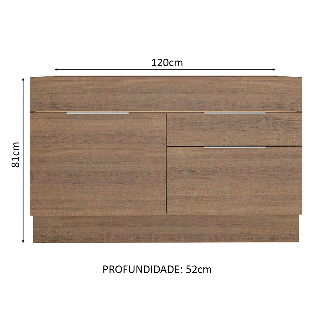 Balcão Gabinete de Pia Madesa Stella 1 Porta e 2 Gavetas (Sem Tampo e Pia) Rustic - Image 2