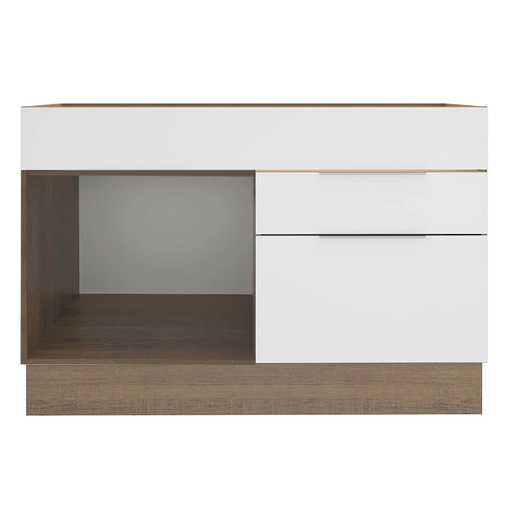Balcão Gabinete de Pia Madesa Stella 1 Porta e 2 Gavetas (Sem Tampo e Pia) Rustic/Branco - Image 11