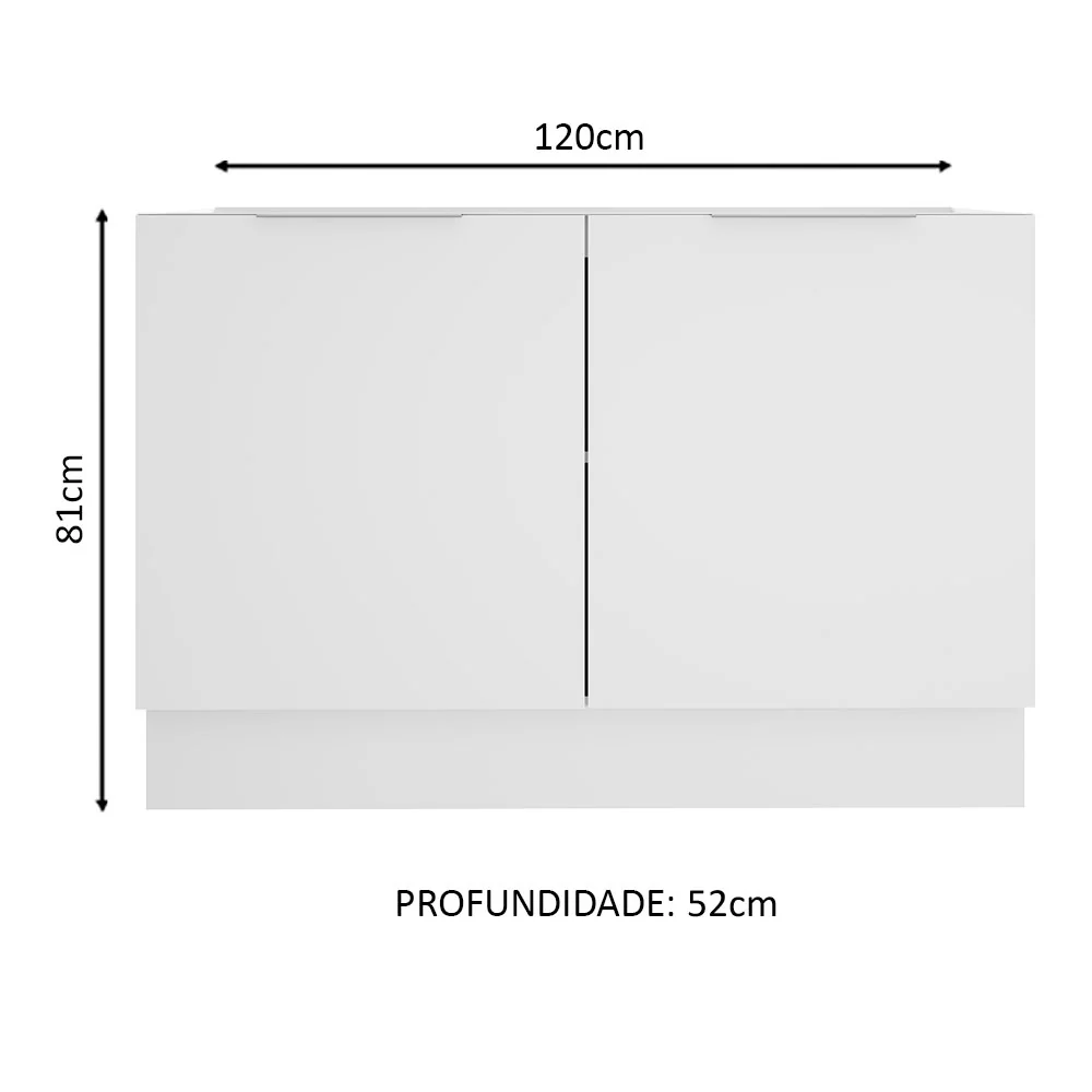 Balcão Gabinete de Pia Madesa Stella 2 Portas (Sem Tampo e Pia) Branco - Image 2