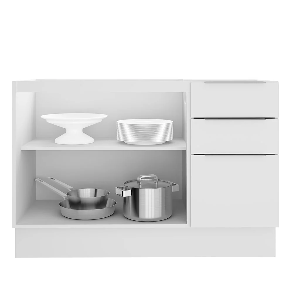 Balcão Gabinete de Pia Madesa Stella 2 Portas e 3 Gavetas (Sem Tampo e Pia) Branco - Image 3