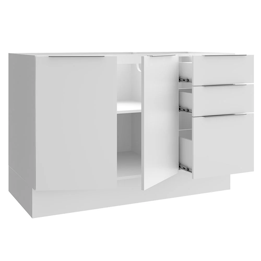 Balcão Gabinete de Pia Madesa Stella 2 Portas e 3 Gavetas (Sem Tampo e Pia) Branco - Image 4