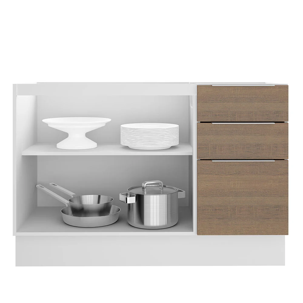 Balcão Gabinete de Pia Madesa Stella 2 Portas e 3 Gavetas (Sem Tampo e Pia) Branco/Rustic - Image 3
