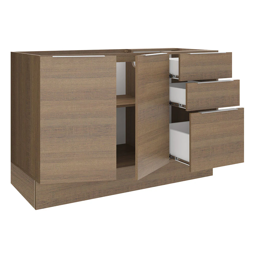 Balcão Gabinete de Pia Madesa Stella 2 Portas e 3 Gavetas (Sem Tampo e Pia) Rustic - Image 4