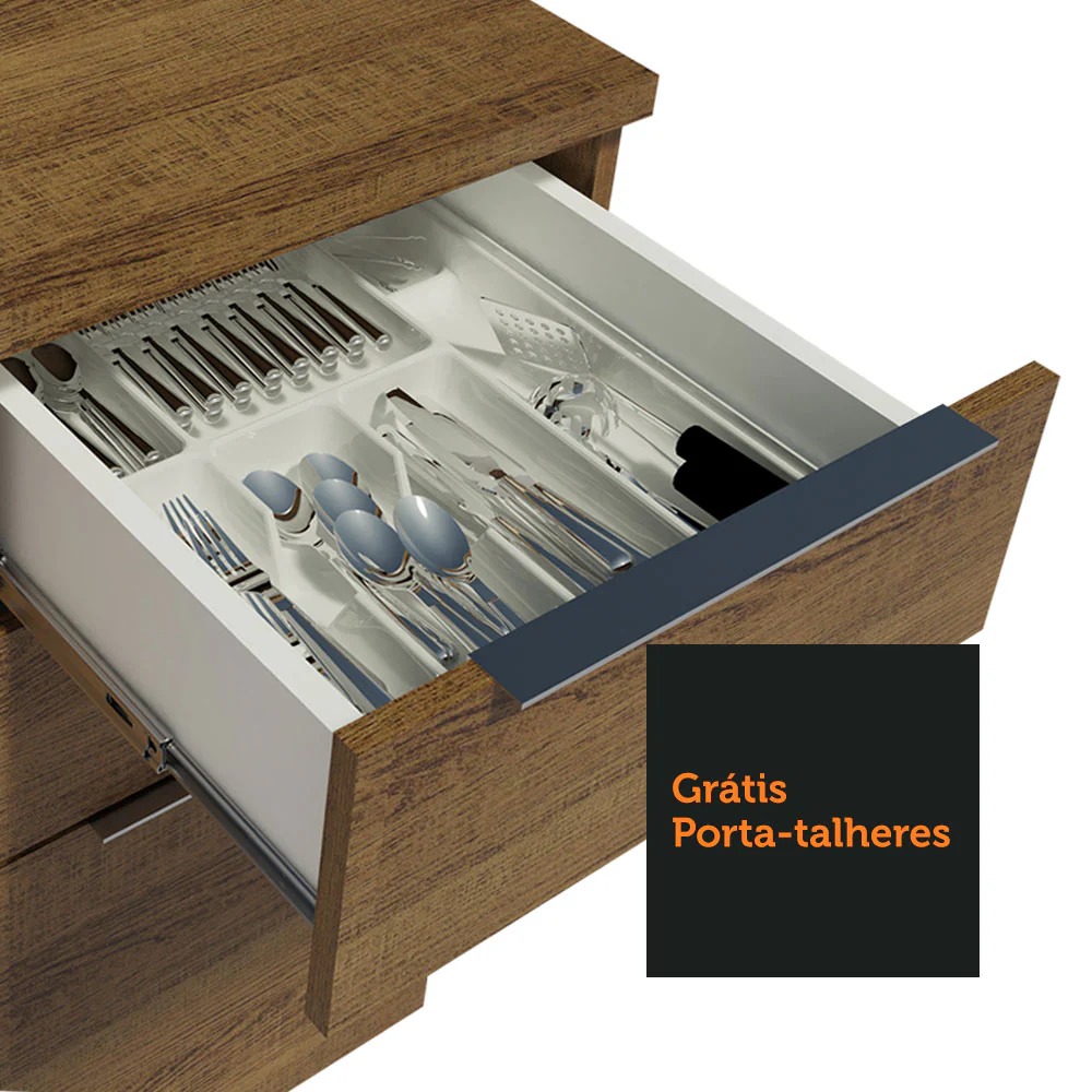 Balcão Gabinete de Pia Madesa Stella 2 Portas e 3 Gavetas (Sem Tampo e Pia) Rustic - Image 8