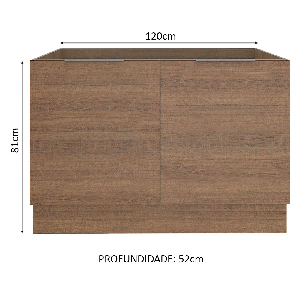 Balcão Gabinete de Pia Madesa Stella 2 Portas (Sem Tampo e Pia) Rustic - Image 2