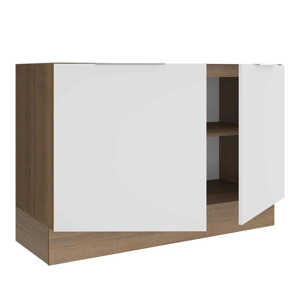 Balcão Gabinete de Pia Madesa Stella 2 Portas (Sem Tampo e Pia) Rustic/Branco - Image 4
