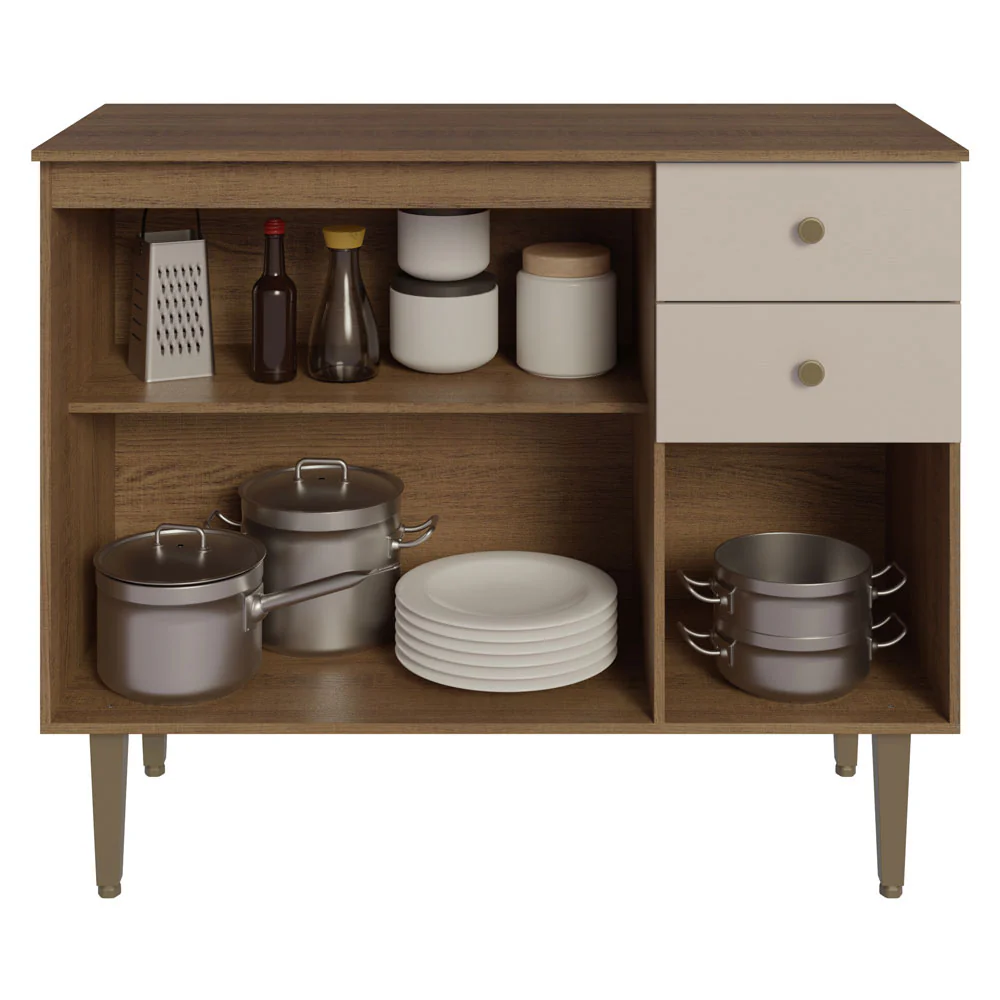 Balcão Gabinete 3 Portas 2 Gavetas Rustic/Crema Gourmet Madesa - Image 5