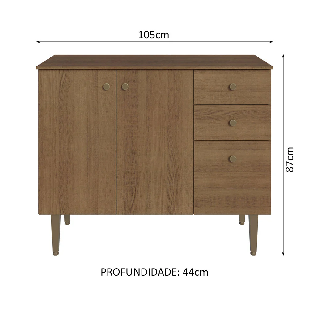 Balcão Gabinete 3 Portas 2 Gavetas Rustic Gourmet Madesa - Image 2