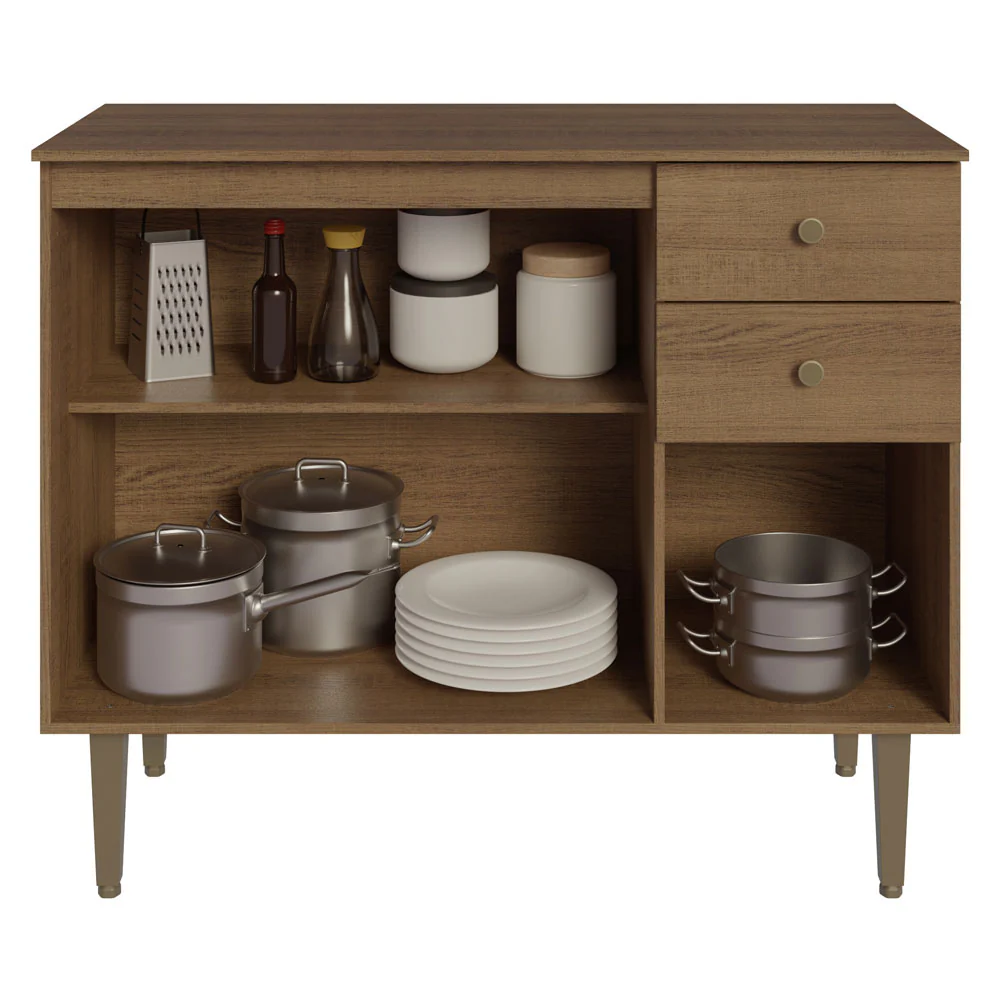 Balcão Gabinete 3 Portas 2 Gavetas Rustic Gourmet Madesa - Image 5