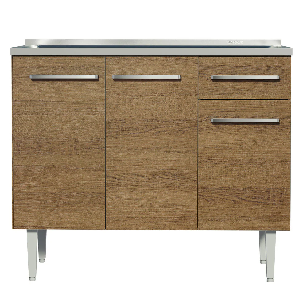 Balcão Gabinete com Pia 3 Portas e 1 Gaveta 105cm Rustic Emilly Madesa - Image 7