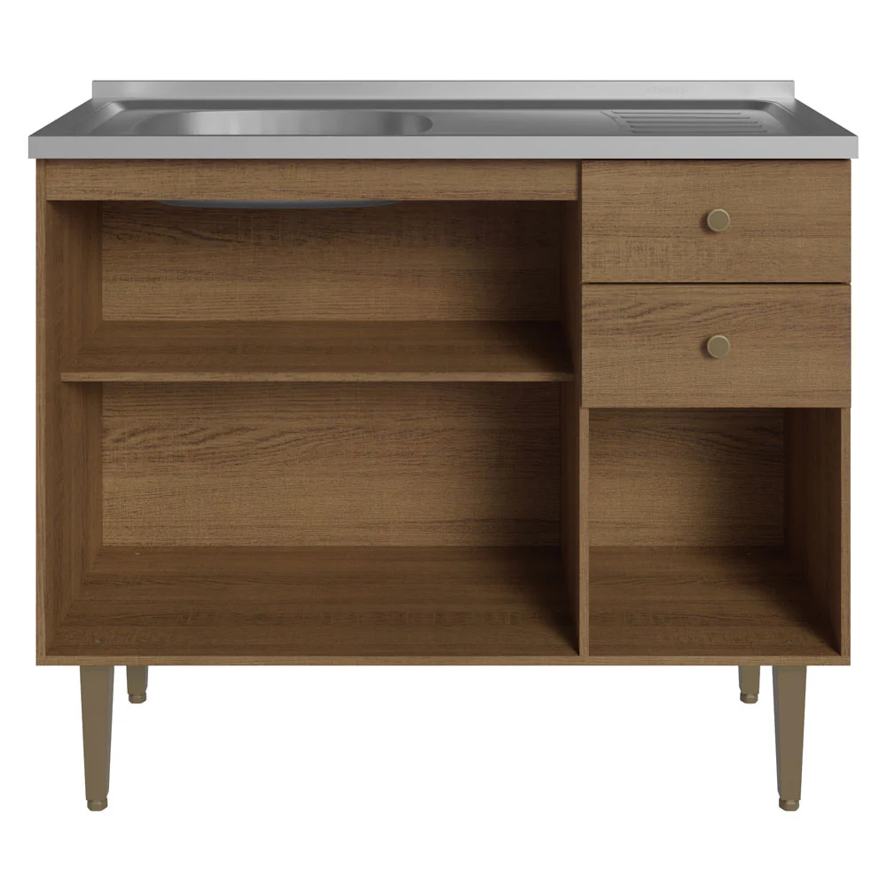 Balcão Gabinete com Pia 3 Portas e 2 Gavetas 105cm Rustic Gourmet Madesa - Image 6