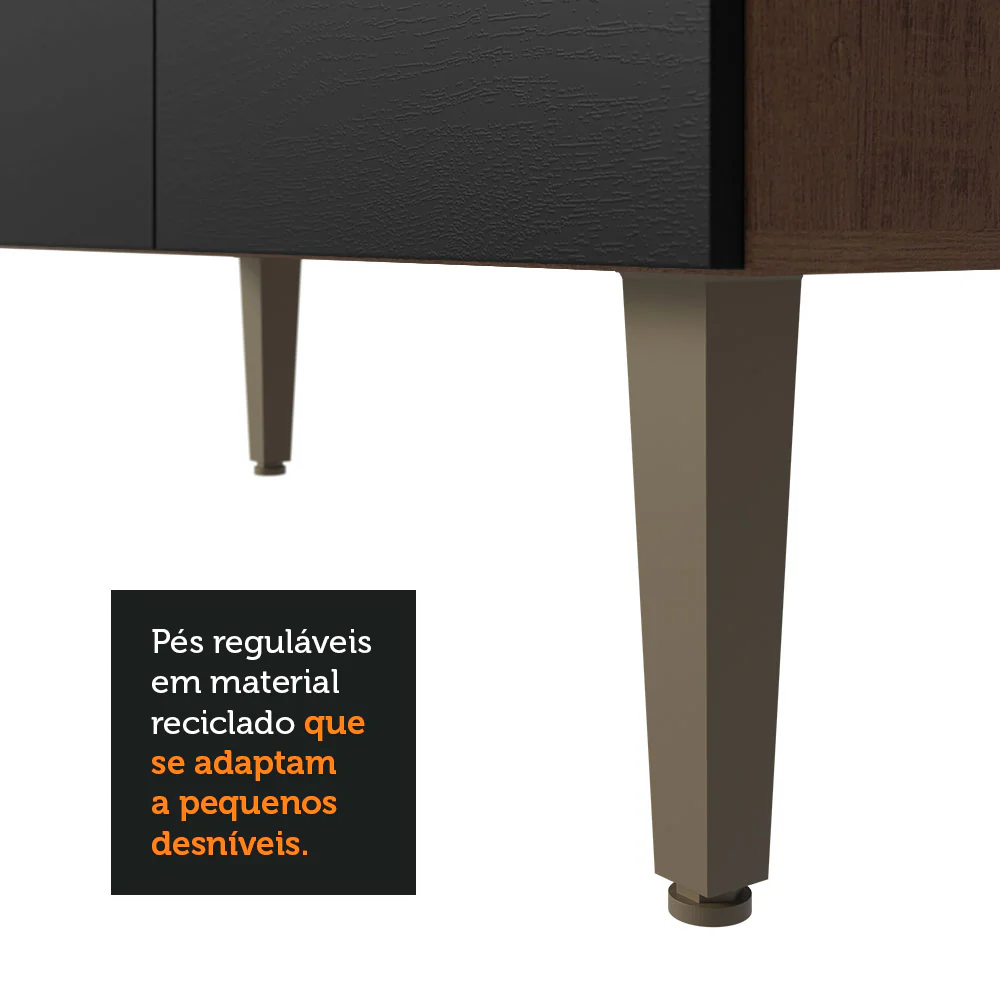 Balcão Gabinete com Pia 3 Portas e 2 Gavetas 105cm Rustic/Preto Gourmet Madesa - Image 8