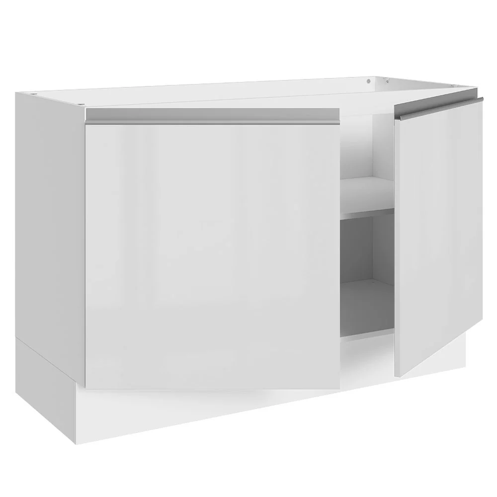 Balcão Gabinete de Pia Madesa Acordes 100% MDF 120 cm 2 Portas Branco Brilho - Image 4