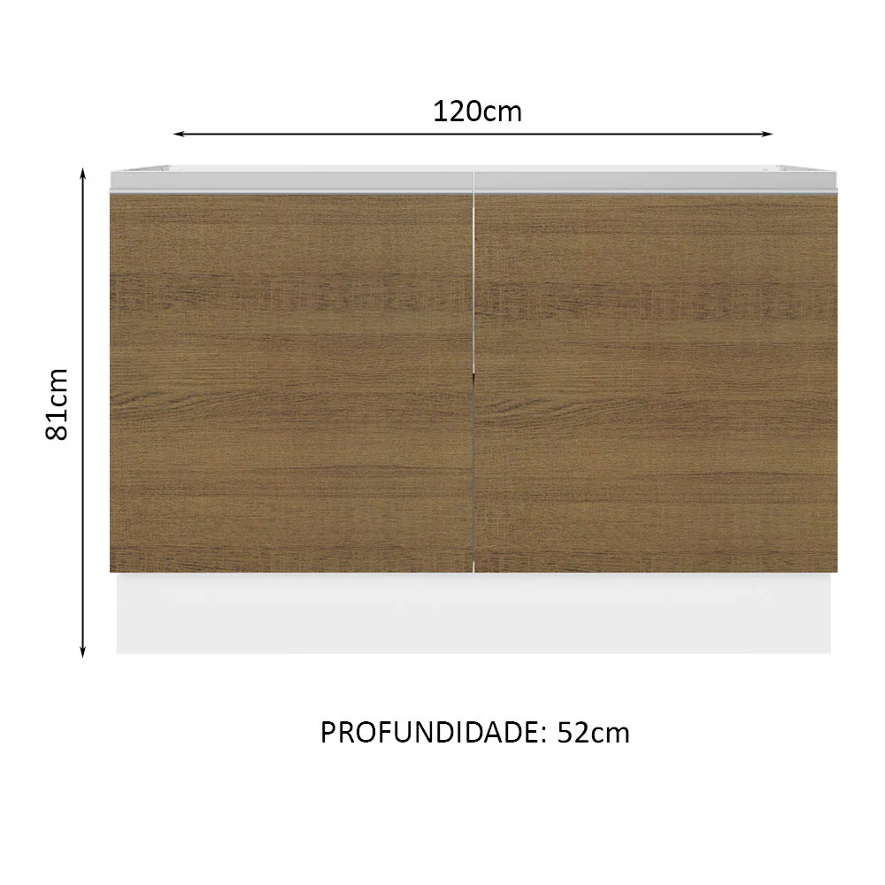 Balcão Gabinete de Pia Madesa Acordes 100% MDF 120 cm 2 Portas Branco/Rustic - Image 2