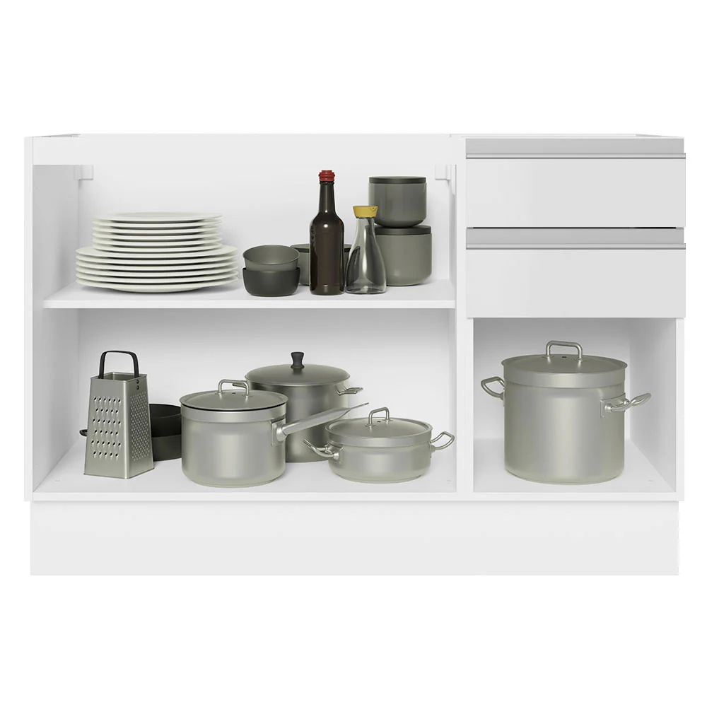Balcão Gabinete de Pia Madesa Acordes 100% MDF 120 cm 3 Portas e 2 Gavetas Frentes Branco Brilho - Image 3