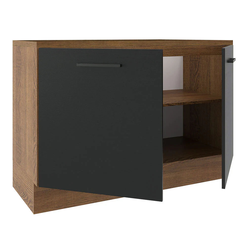 Balcão Gabinete Madesa Agata 120 x 60 cm 2 Portas (Com Tampo) Rustic/Preto - Image 4