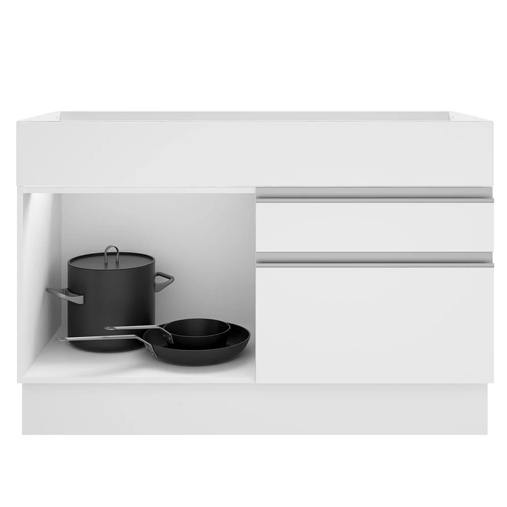 Balcão Gabinete de Pia Madesa Glamy 120 cm 1 Porta 2 Gavetas (Sem Tampo e Pia) Branco - Image 3