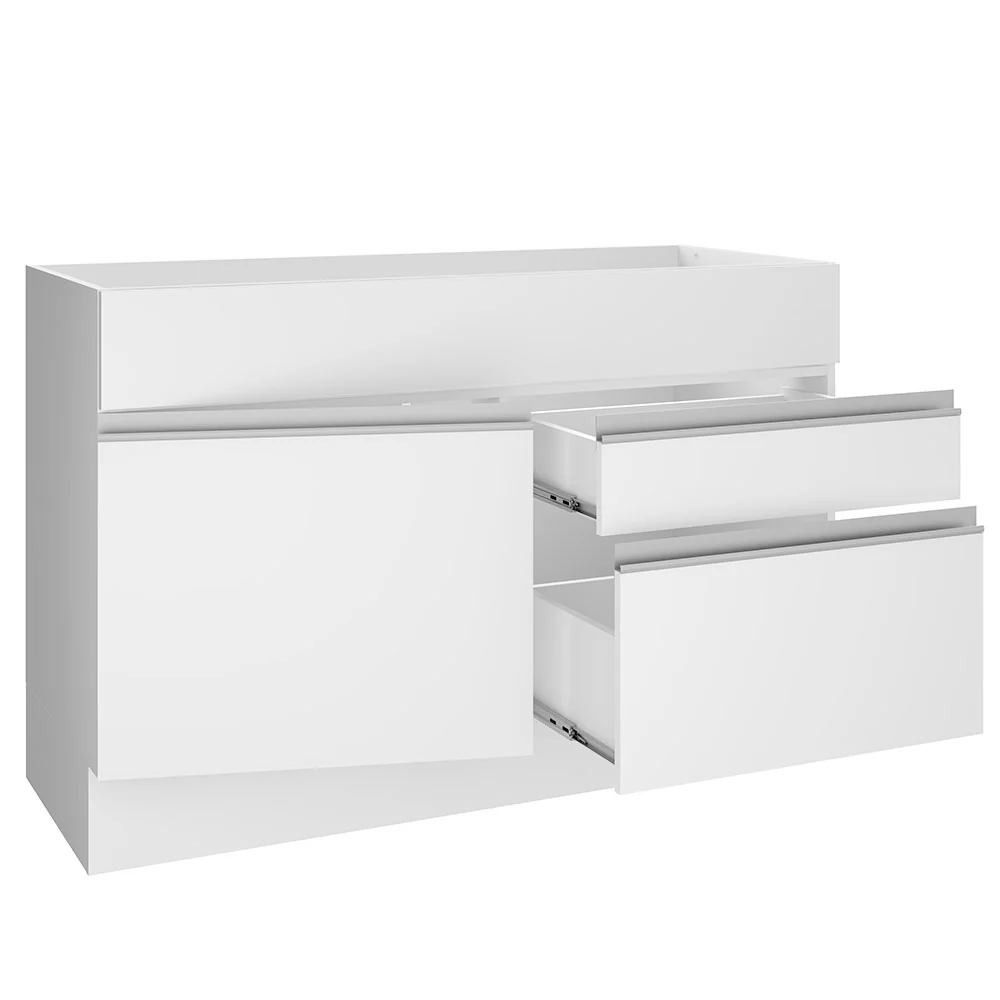Balcão Gabinete de Pia Madesa Glamy 120 cm 1 Porta 2 Gavetas (Sem Tampo e Pia) Branco - Image 4