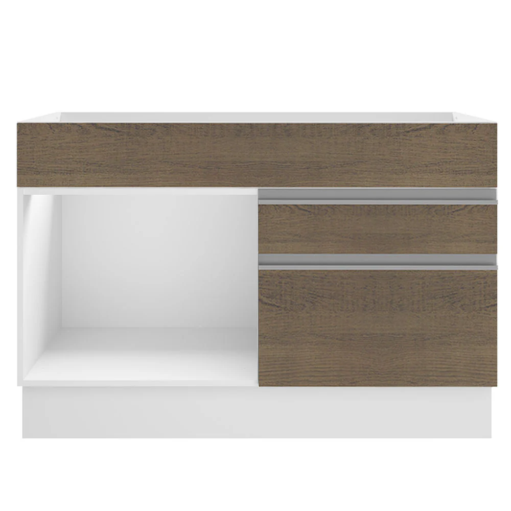 Balcão Gabinete de Pia Madesa Glamy 120 cm 1 Porta 2 Gavetas (Sem Tampo e Pia) Branco/Rustic - Image 11