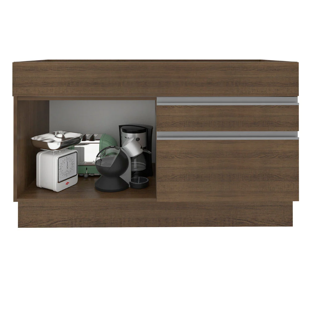 Balcão Gabinete de Pia Madesa Glamy 120 cm 1 Porta 2 Gavetas (Sem Tampo e Pia) Rustic - Image 3