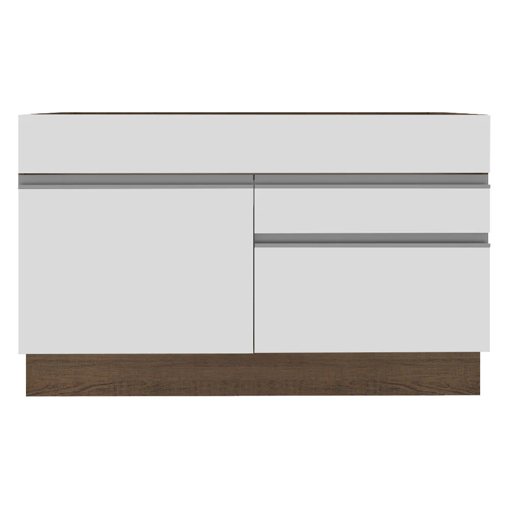 Balcão Gabinete de Pia Madesa Glamy 120 cm 1 Porta 2 Gavetas (Sem Tampo e Pia) Rustic/Branco - Image 10