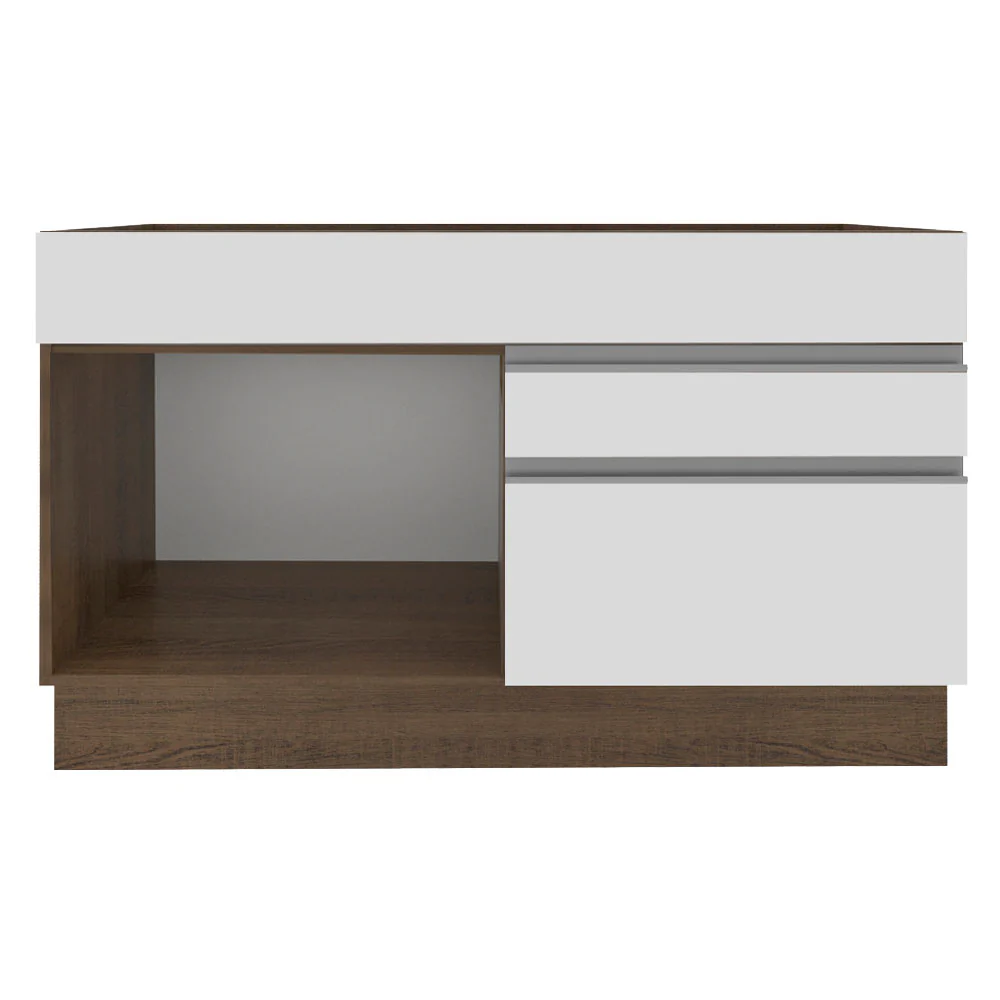 Balcão Gabinete de Pia Madesa Glamy 120 cm 1 Porta 2 Gavetas (Sem Tampo e Pia) Rustic/Branco - Image 11