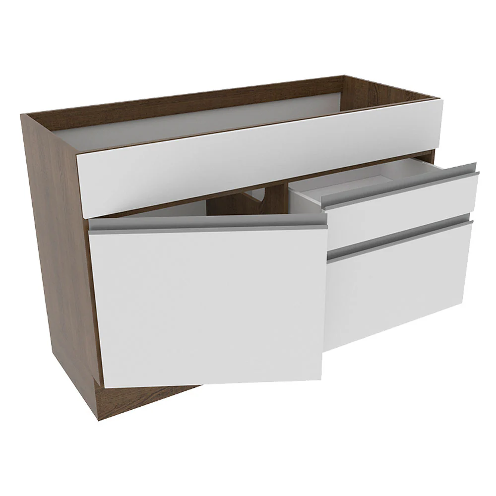 Balcão Gabinete de Pia Madesa Glamy 120 cm 1 Porta 2 Gavetas (Sem Tampo e Pia) Rustic/Branco - Image 4