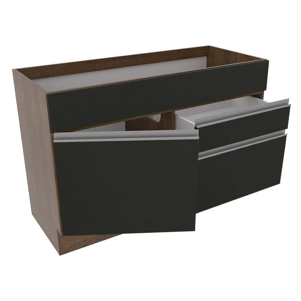 Balcão Gabinete de Pia Madesa Glamy 120 cm 1 Porta 2 Gavetas (Sem Tampo e Pia) Rustic/Preto - Image 4