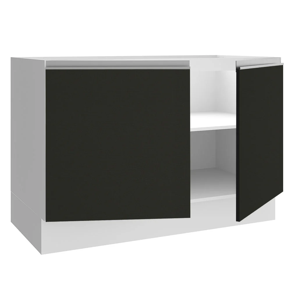 Balcão Gabinete de Pia Madesa Glamy 120 cm 2 Portas (Sem Tampo e Pia) Branco/Preto - Image 4