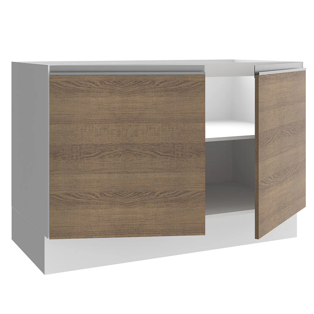 Balcão Gabinete de Pia Madesa Glamy 120 cm 2 Portas (Sem Tampo e Pia) Branco/Rustic - Image 4