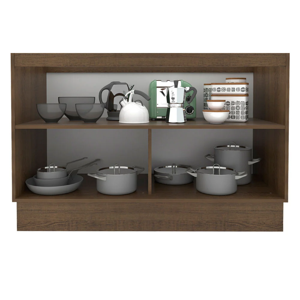 Balcão Gabinete de Pia Madesa Glamy 120 cm 2 Portas (Sem Tampo e Pia) Rustic/Preto - Image 3