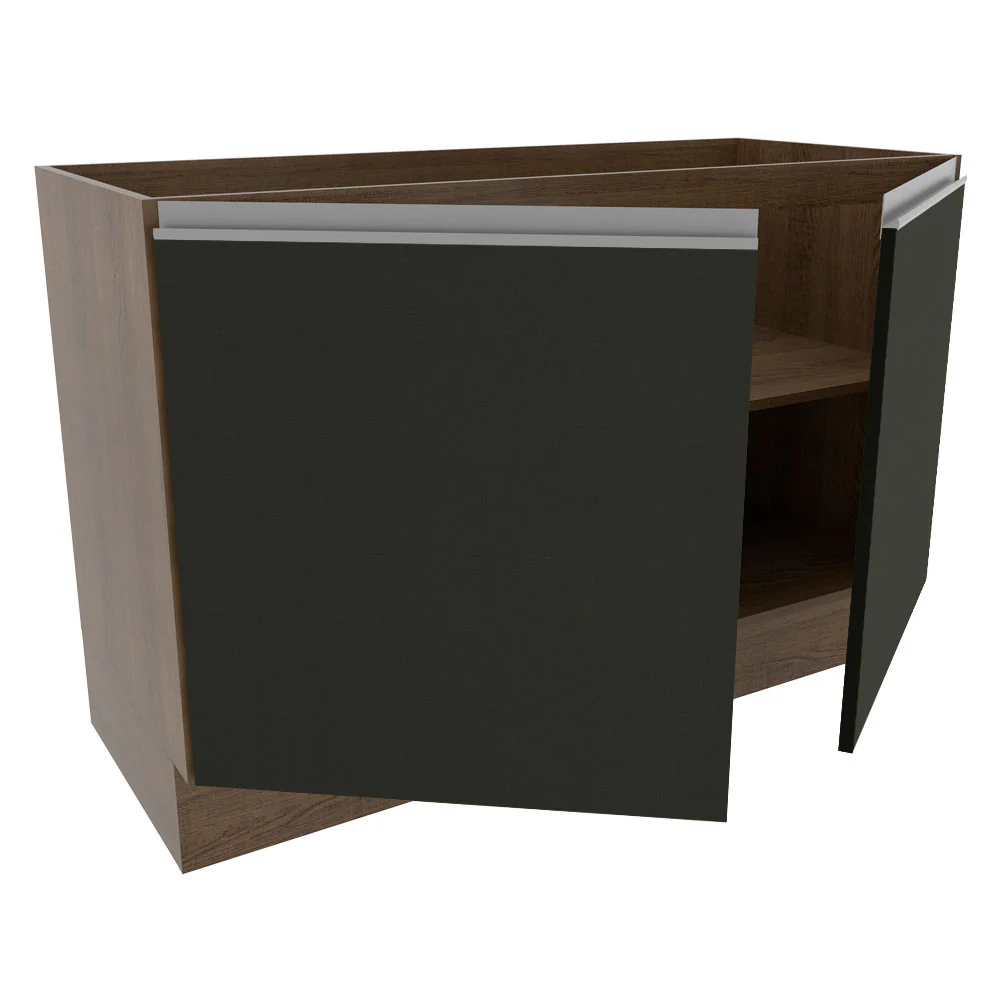 Balcão Gabinete de Pia Madesa Glamy 120 cm 2 Portas (Sem Tampo e Pia) Rustic/Preto - Image 4