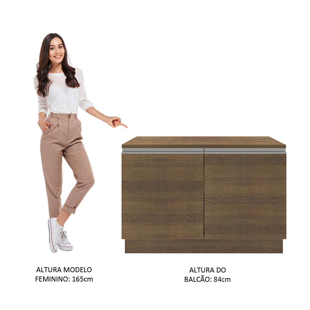 Balcão Gabinete Madesa Glamy 120 x 60 cm 2 Portas (Com Tampo) Rustic - Image 6