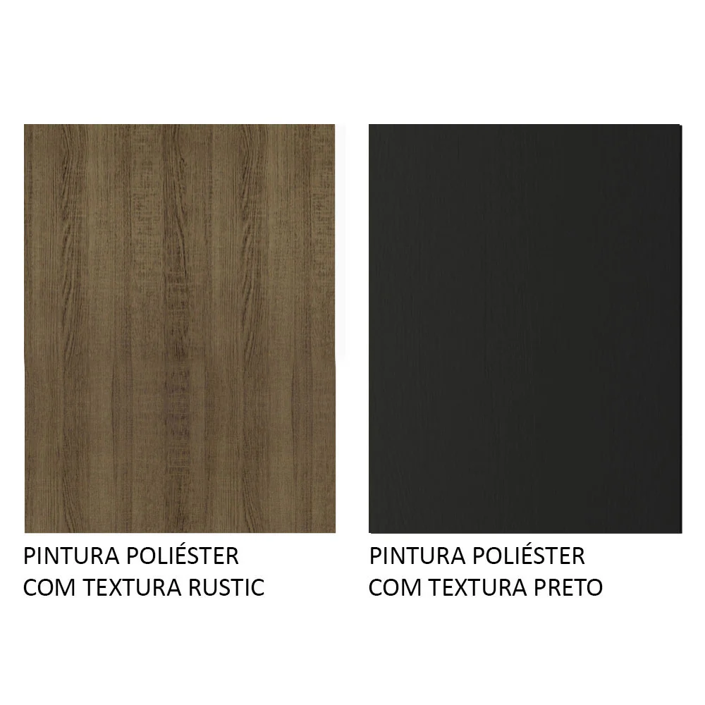 Balcão Gabinete Madesa Glamy 120 x 60 cm 2 Portas (Com Tampo) Rustic/Preto - Image 10
