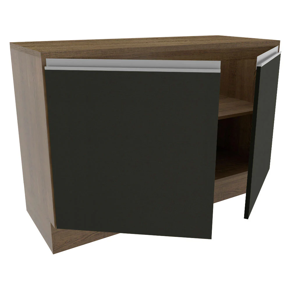 Balcão Gabinete Madesa Glamy 120 x 60 cm 2 Portas (Com Tampo) Rustic/Preto - Image 5