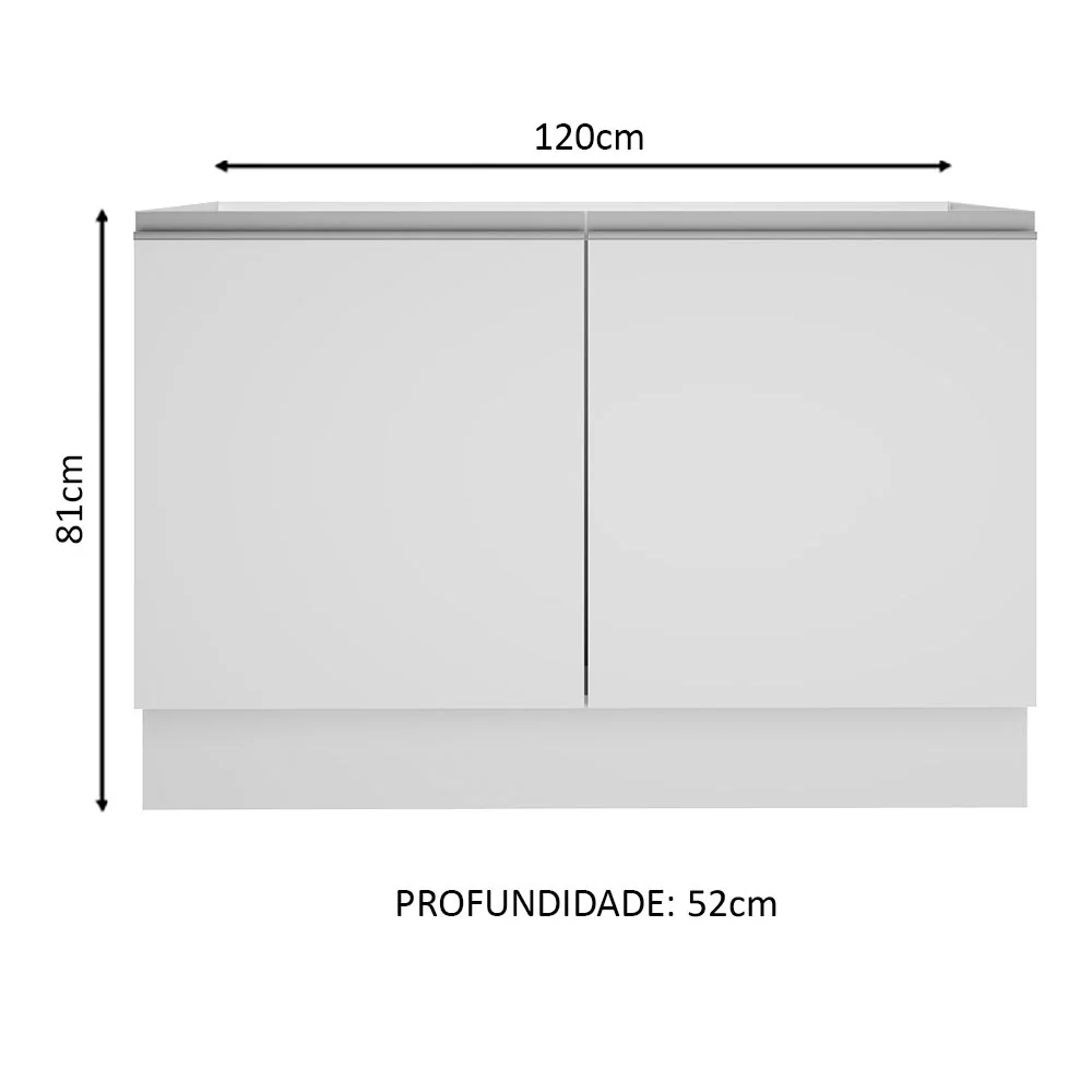 Balcão Gabinete de Pia Madesa Glamy 120 cm 2 Portas (Sem Tampo e Pia) Branco - Image 2
