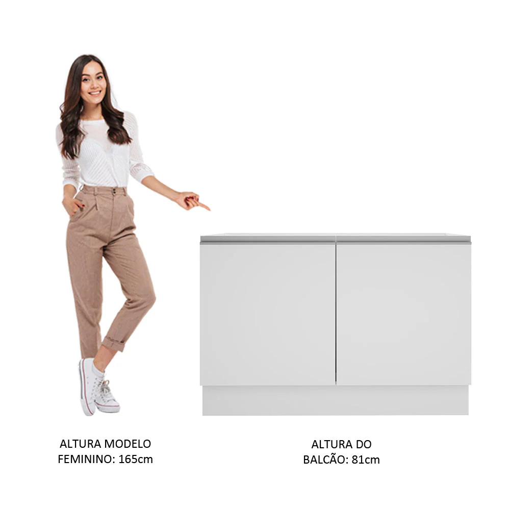 Balcão Gabinete de Pia Madesa Glamy 120 cm 2 Portas (Sem Tampo e Pia) Branco - Image 5
