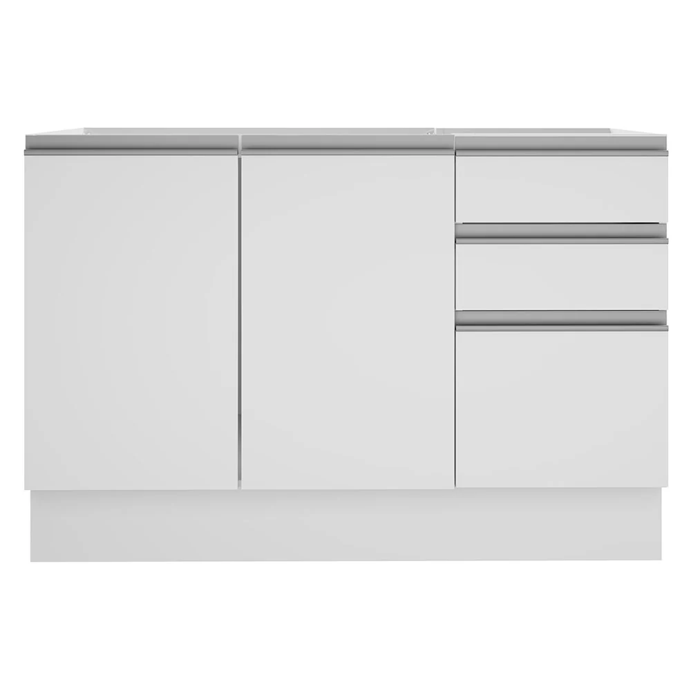 Balcão Gabinete de Pia Madesa Glamy 120 cm 2 Portas e 3 Gavetas (Sem Tampo e Pia) Branco - Image 11