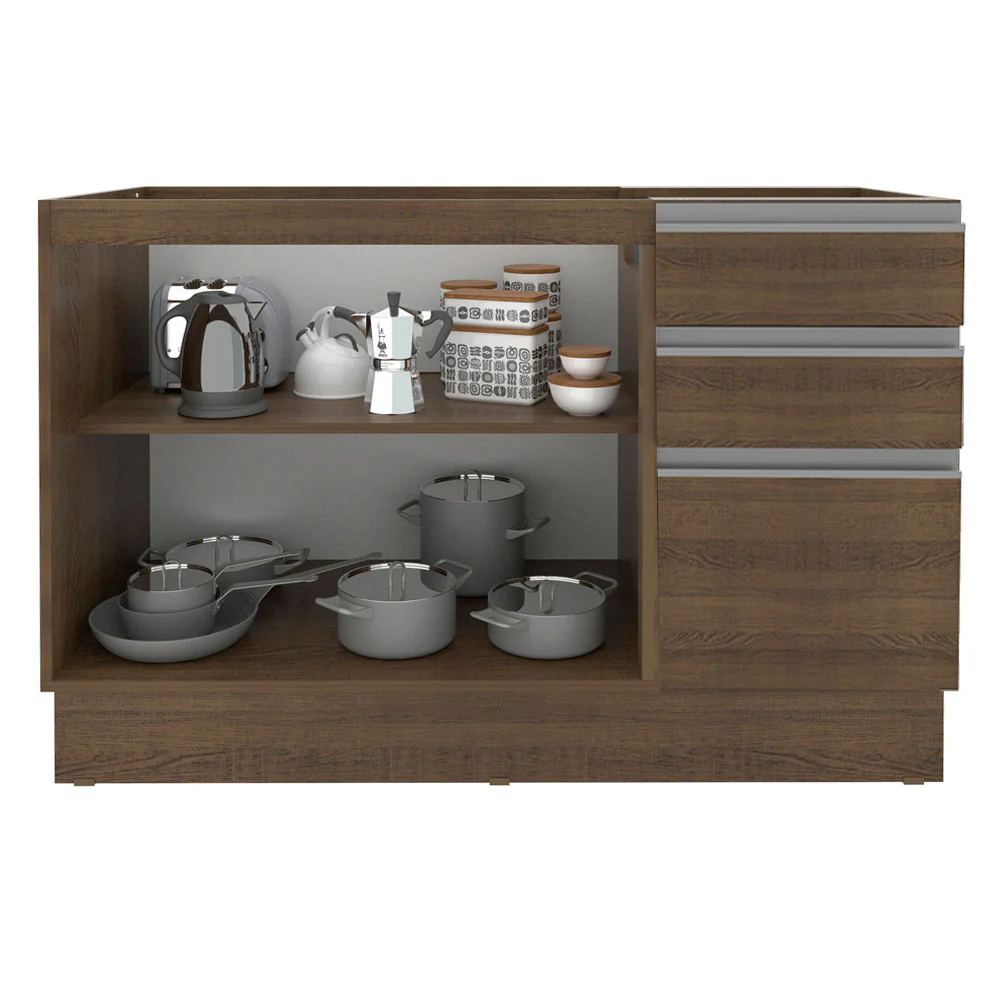 Balcão Gabinete de Pia Madesa Glamy 120 cm 2 Portas e 3 Gavetas (Sem Tampo e Pia) Rustic - Image 3