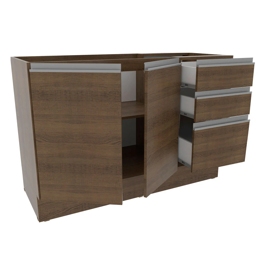 Balcão Gabinete de Pia Madesa Glamy 120 cm 2 Portas e 3 Gavetas (Sem Tampo e Pia) Rustic - Image 4