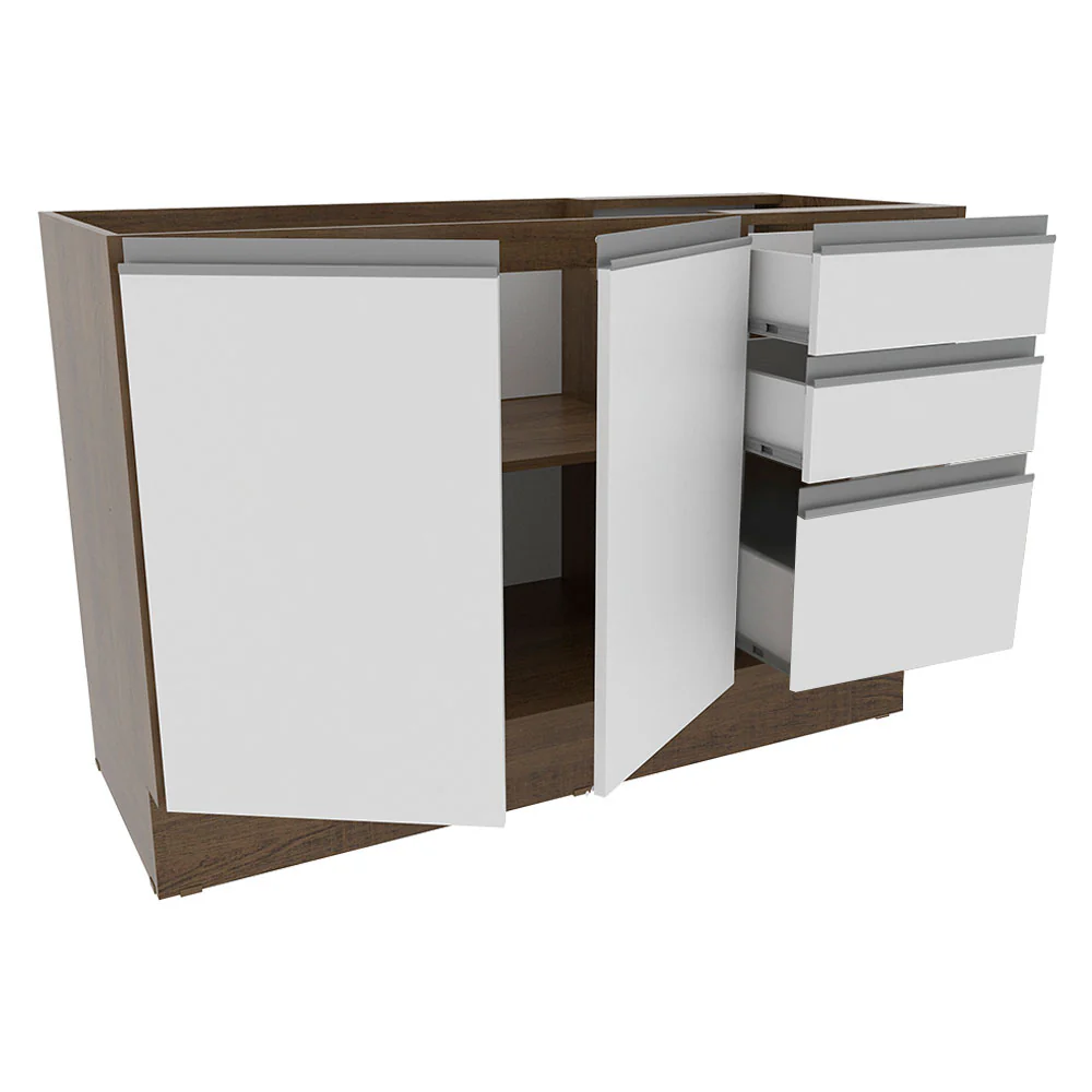 Balcão Gabinete de Pia Madesa Glamy 120 cm 2 Portas e 3 Gavetas (Sem Tampo e Pia) Rustic/Branco - Image 4