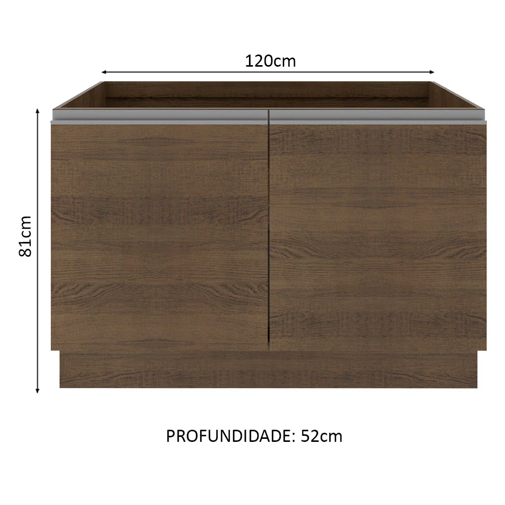 Balcão Gabinete de Pia Madesa Glamy 120 cm 2 Portas (Sem Tampo e Pia) Rustic - Image 2