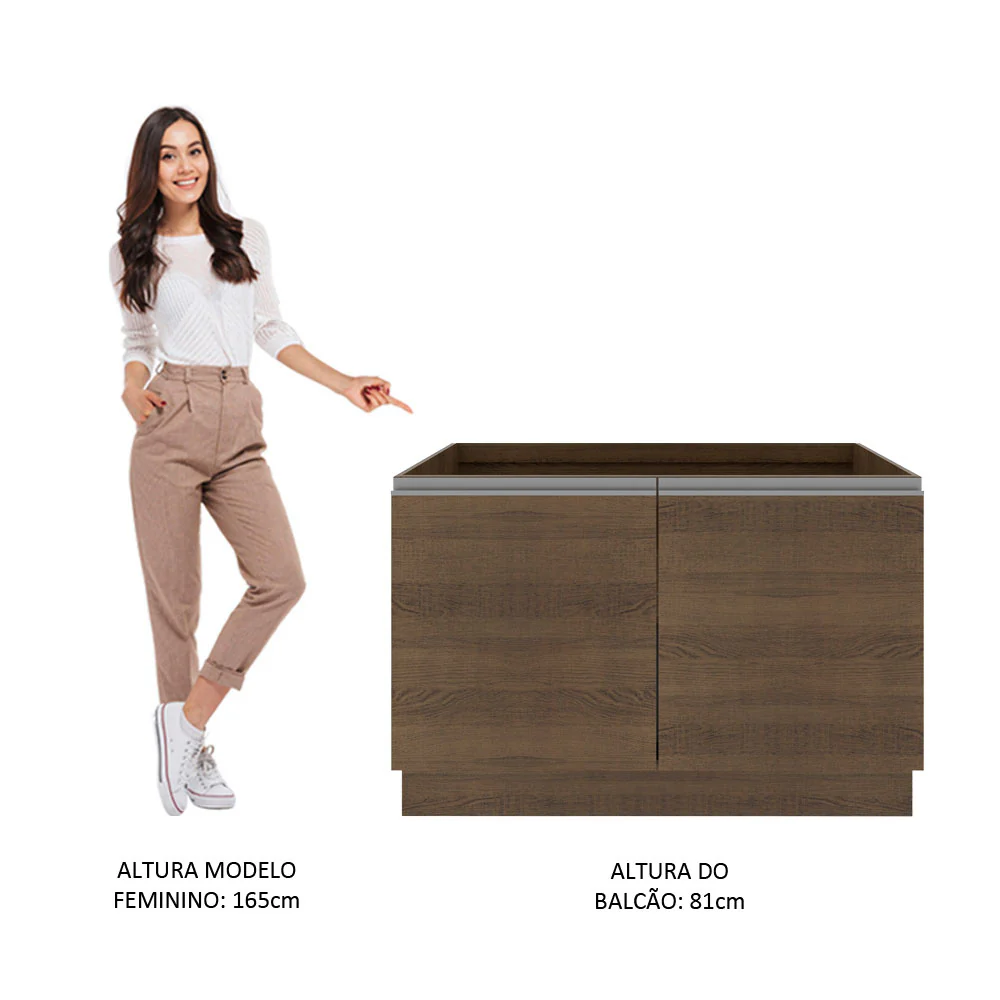 Balcão Gabinete de Pia Madesa Glamy 120 cm 2 Portas (Sem Tampo e Pia) Rustic - Image 5