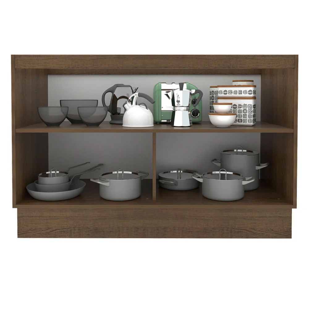Balcão Gabinete de Pia Madesa Glamy 120 cm 2 Portas (Sem Tampo e Pia) Rustic/Branco - Image 3