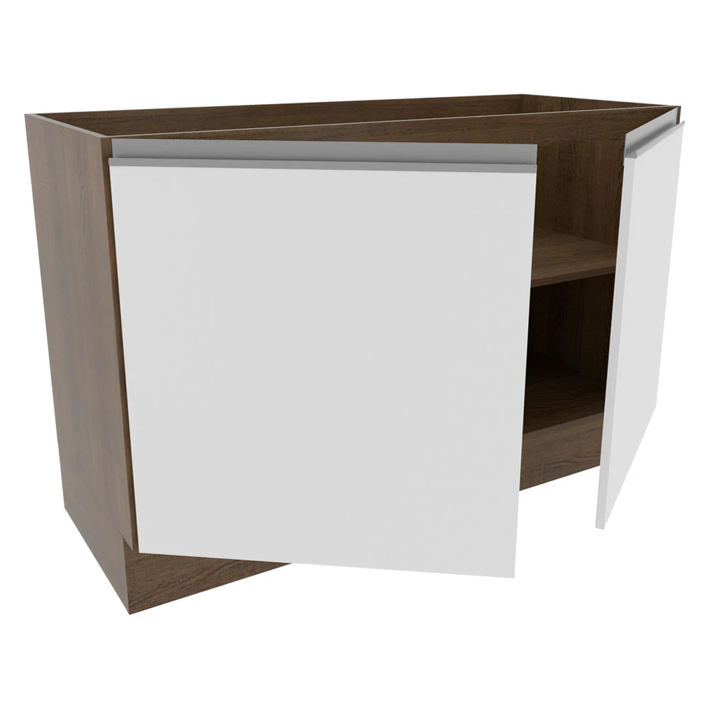 Balcão Gabinete de Pia Madesa Glamy 120 cm 2 Portas (Sem Tampo e Pia) Rustic/Branco - Image 4