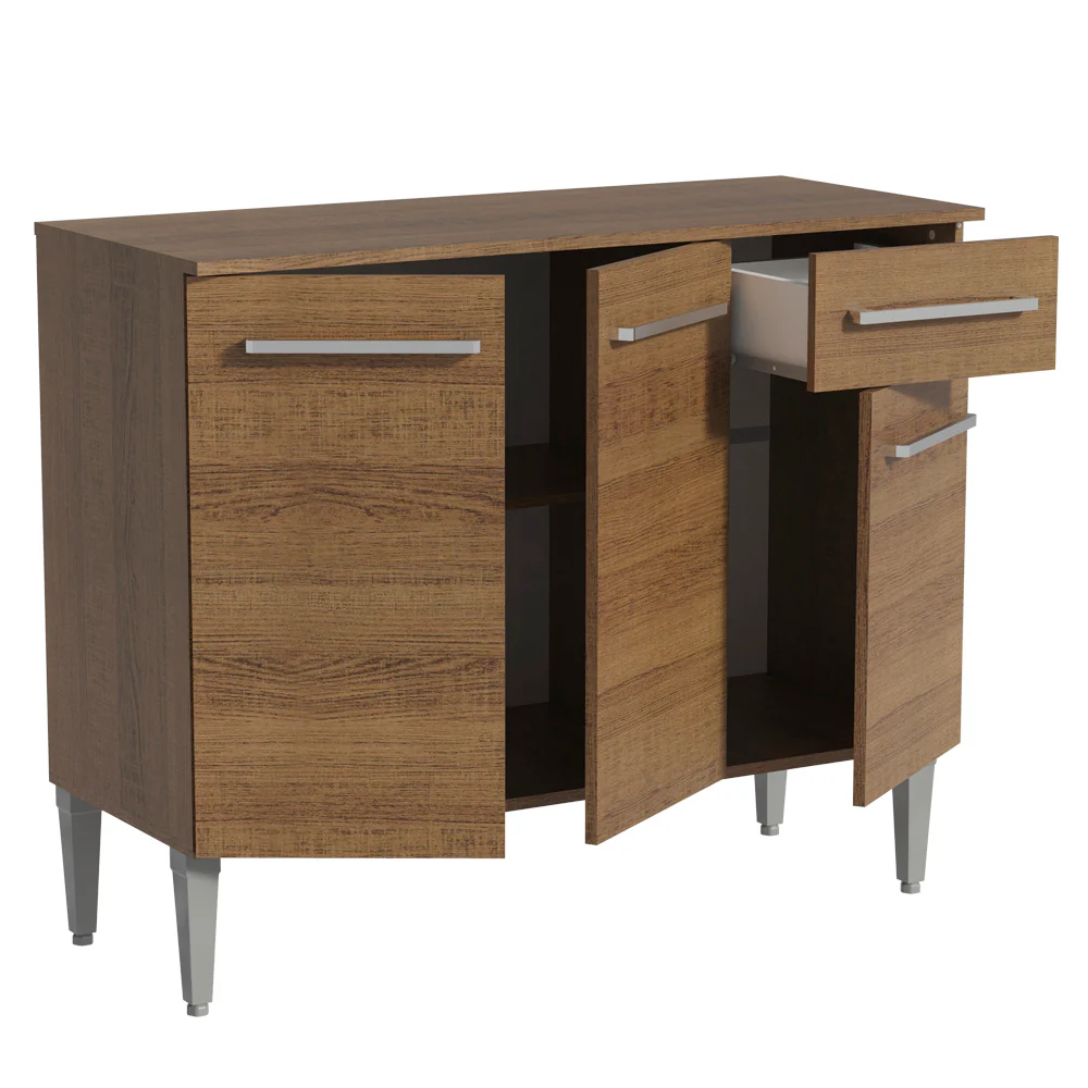 Balcão Gabinete Madesa Emilly 3 Portas e 1 Gaveta Rustic - Image 3